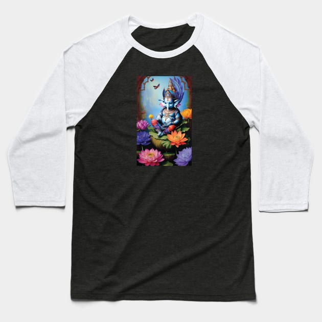 Baby Ganesh Elephant Baseball T-Shirt by mariasshop